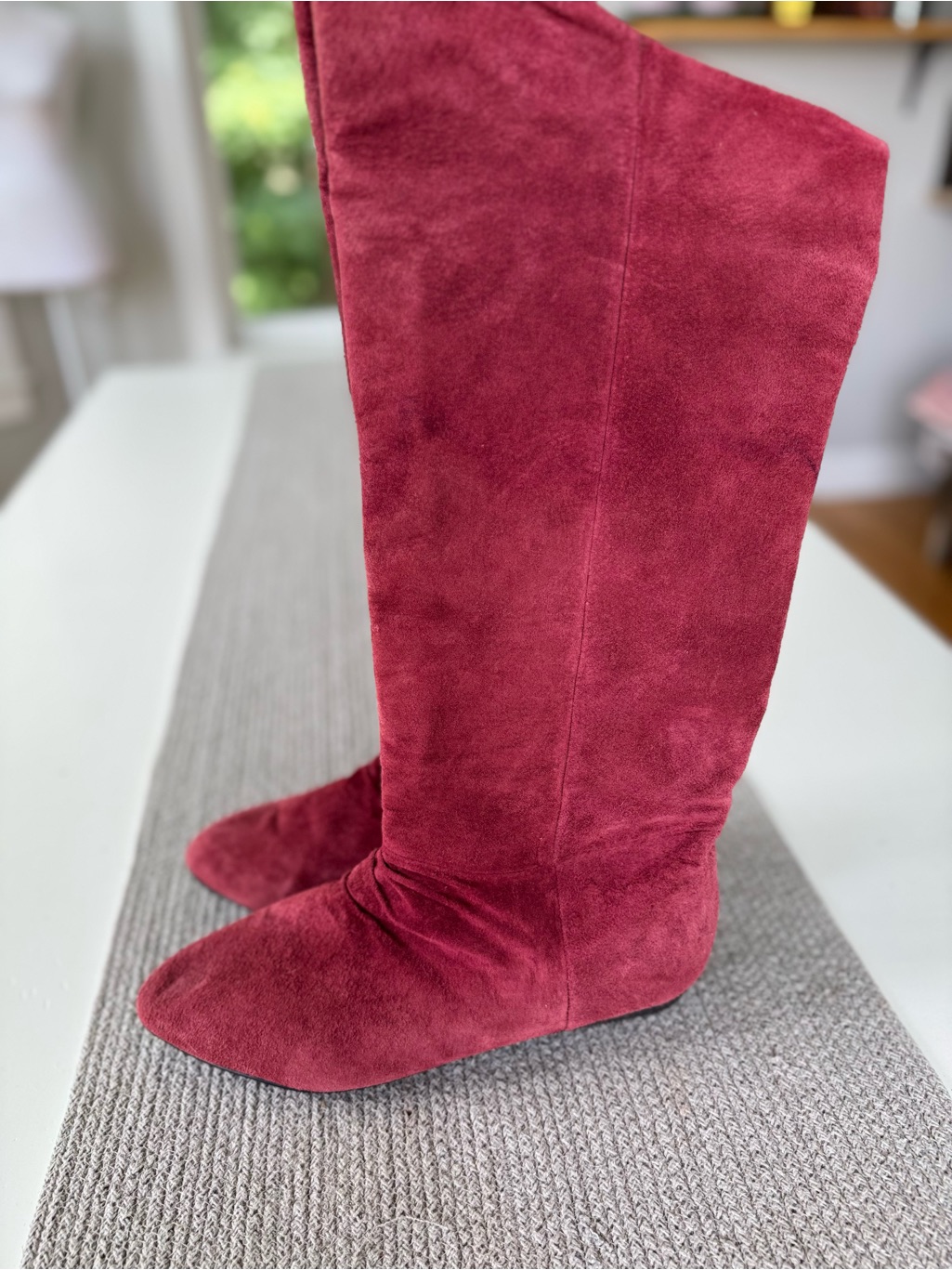 Vintage Chadwick’s Burgundy Suede Leather Slouch Knee High Boots Size 12
